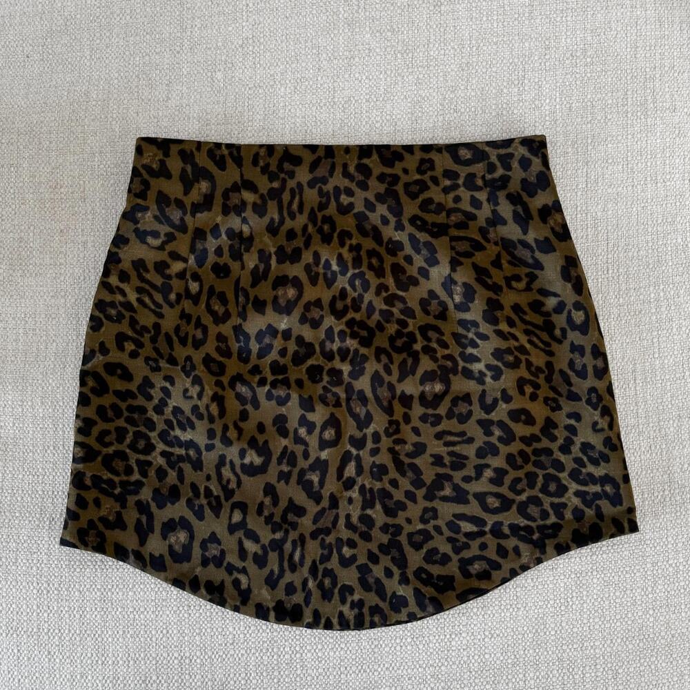 Zara Leopard Print Silk Mini Skirt